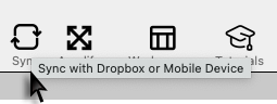Tool tip indicating next Dropbox Sync on the Accordance toolbar