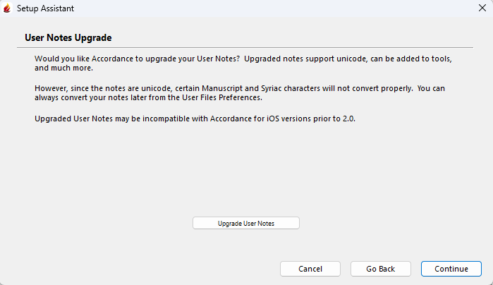 From here you can choose to upgrade all of your User Notes for compatibility with new User Notes features.