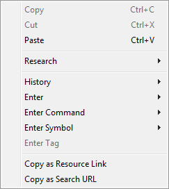 Shortchut menu for the Search Entry box