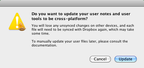 Cross-platform message when syncing to Dropbox