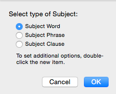 Example of a dialog box that opens when adding a Syntax item to a Greek or Hebrew construct