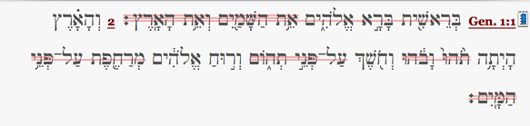 A search for a specific phrase or clause draws a line through the entire unit. For multiple hierarchical results, the lines will stack to easily see unit boundaries