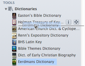Click an item in the Library and drag it to the desired new location in a sub-category or category